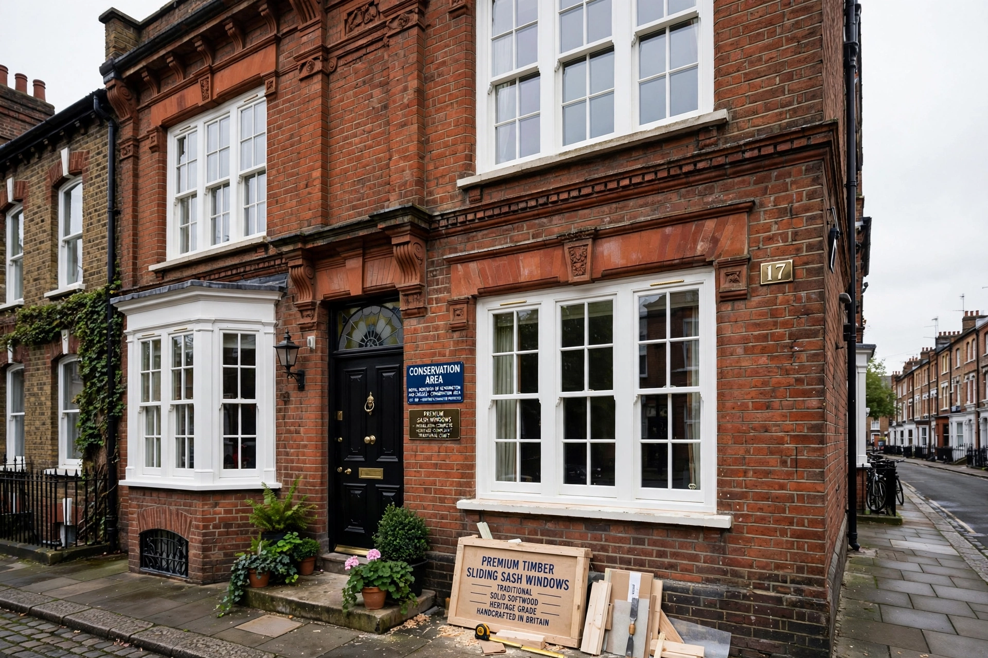 Traditional timber sash windows London Victorian terraced house - heritage sliding sash installation Southall