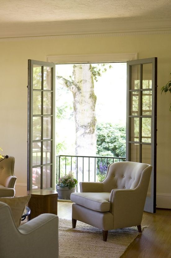 French doors in apartment with Juliet balcony