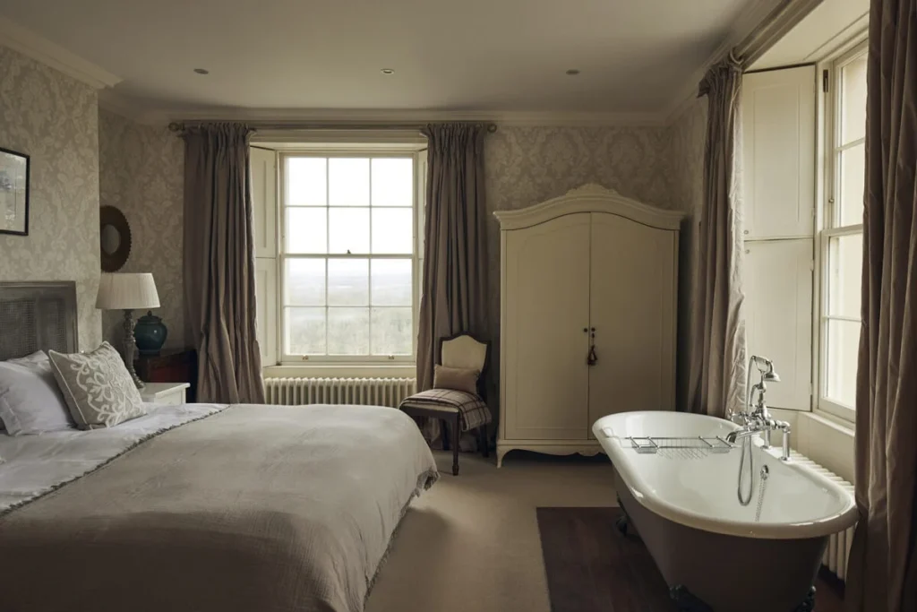 Casement windows bedroom bathroom interior