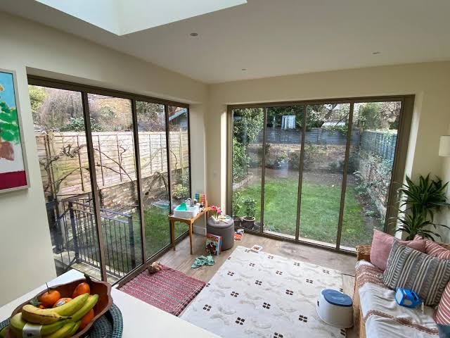 Kitchen patio sliding doors open plan dining