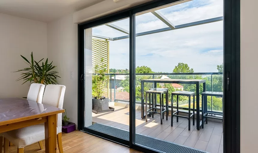Patio sliding doors apartment balcony