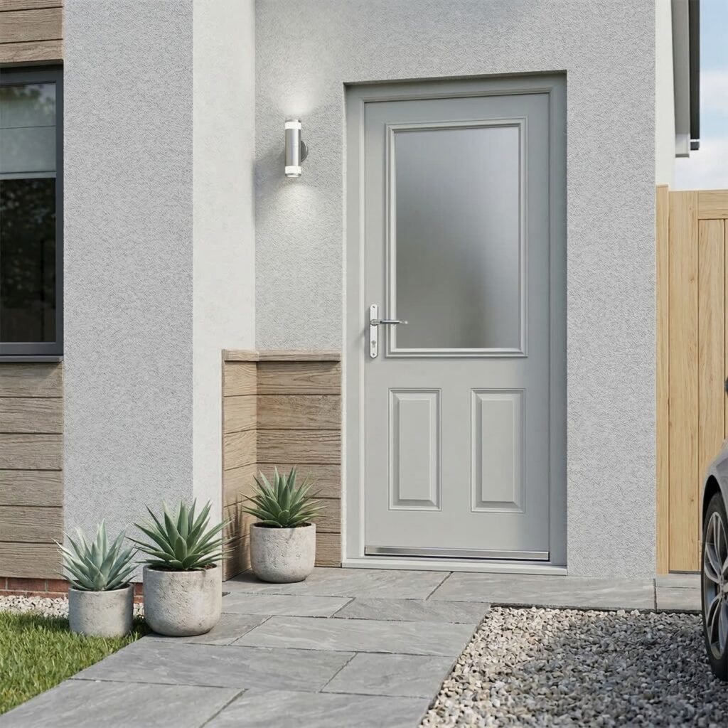 Casement windows in a home exterior