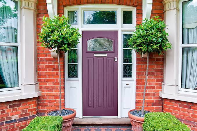 Solid timber core composite entrance door fitted in brick home