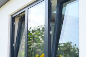 Black aluminium casement window detail