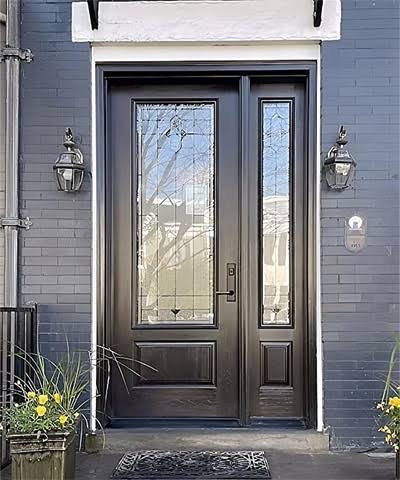 Traditional Black Victorian Door With Decorative Glass