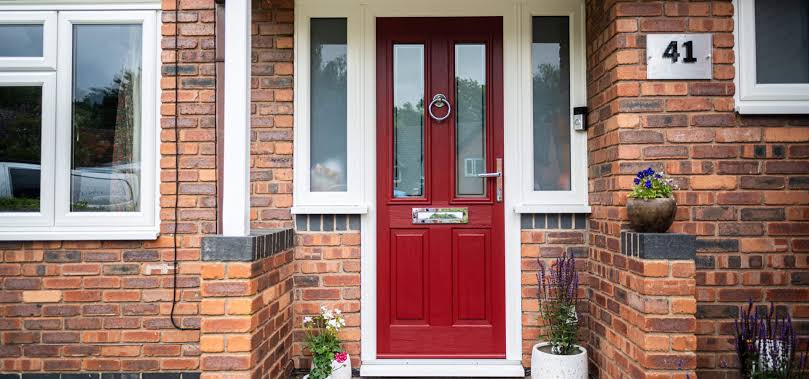 Traditional White Panel Composite Door in Red Brick House