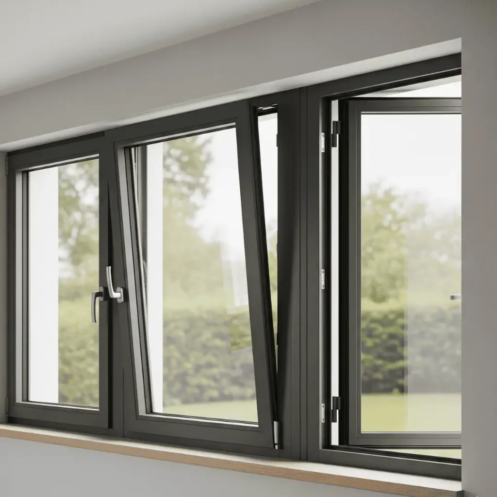 Black Aluminium Slimline Tilt and Turn Window - Modern Minimalist Frame