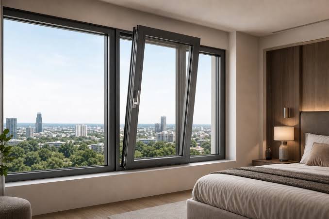 Casement windows bedroom bathroom interior
