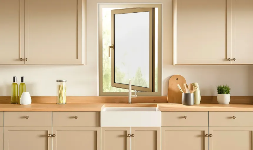 Casement windows kitchen living room interior
