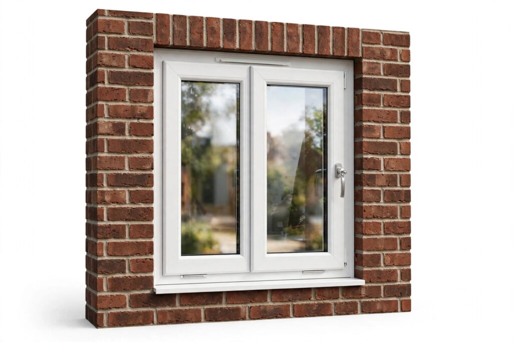 uPVC White Casement Window in Brick Wall