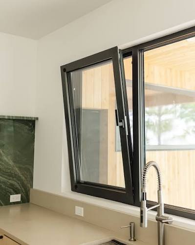 Casement windows kitchen living room interior