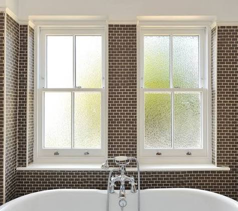 Sliding sash windows bedroom bathroom interior
